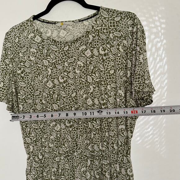 Boden Flutter Sleeve Jersey Dress Green Pea Oriental Paradise Mini Short Sleeve - Picture 8 of 9